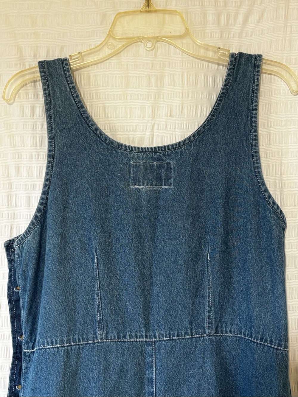 Vintage Denim Side-Button Down Sleeveless Cottagecore Cotton Maxi Dress Sz 10 - Picture 8 of 8